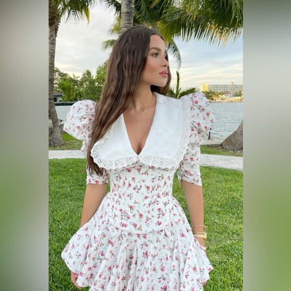 New Arrivals White Floral Mini Dress - Picture 4 of 7